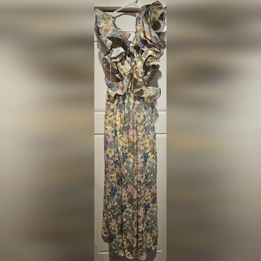 Floral Print Cutout Women's Maxi Dress